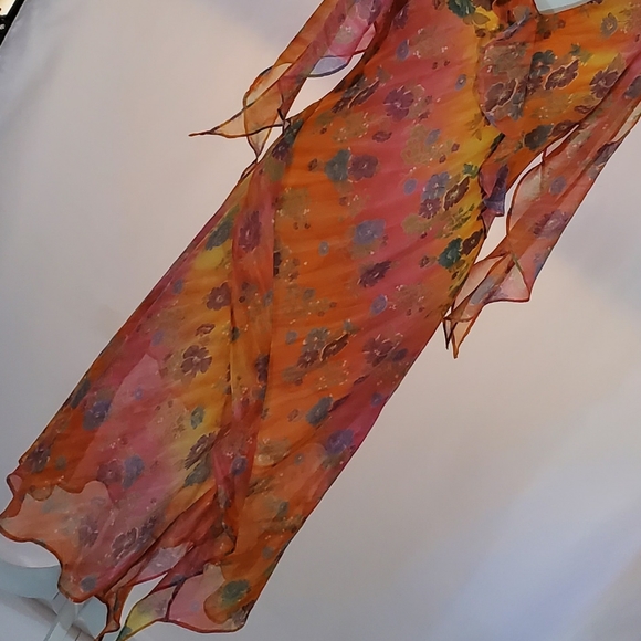 JMD Feminine Romantic Spring Dress 1XL Flowing, Airy, Ruffles Below the Knee EUC - Picture 6 of 12